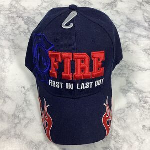 Fire First In Last Out Hat Ball Cap Blue Red One Size New NWOT KYS Design